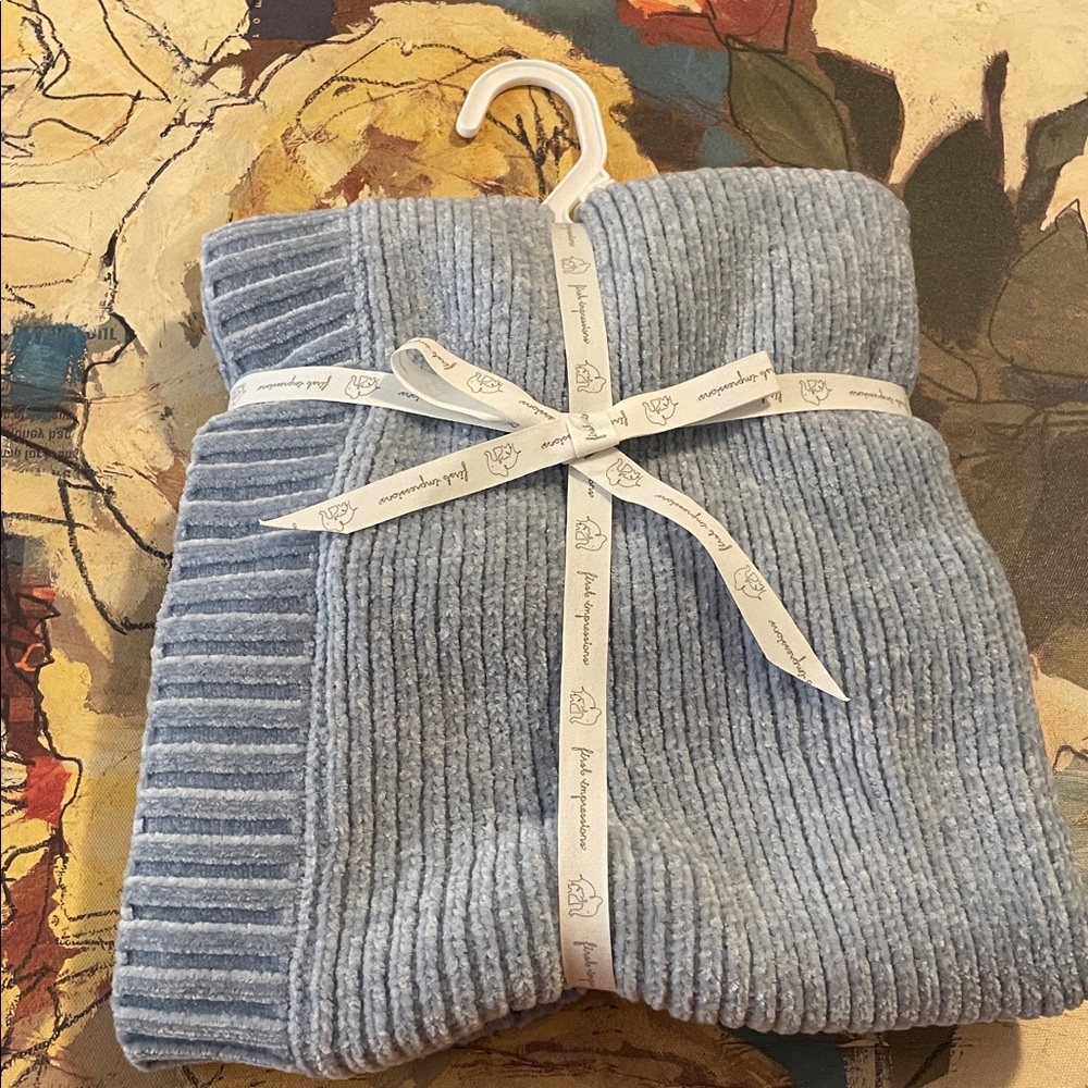 🚨RARE FIND🚨Soft Blue Travel Chenille Sweater Blanket